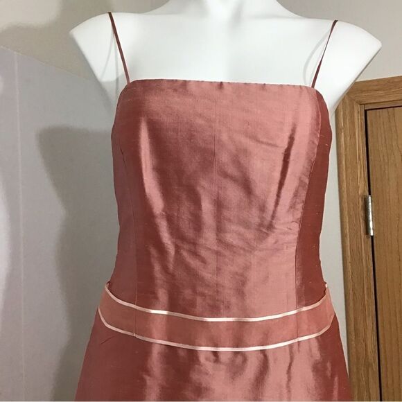 Vintage Midi Slip Dress Tailor Made Dusty Rose Pink Satiny Flare Midi Dress - Picture 8 of 15